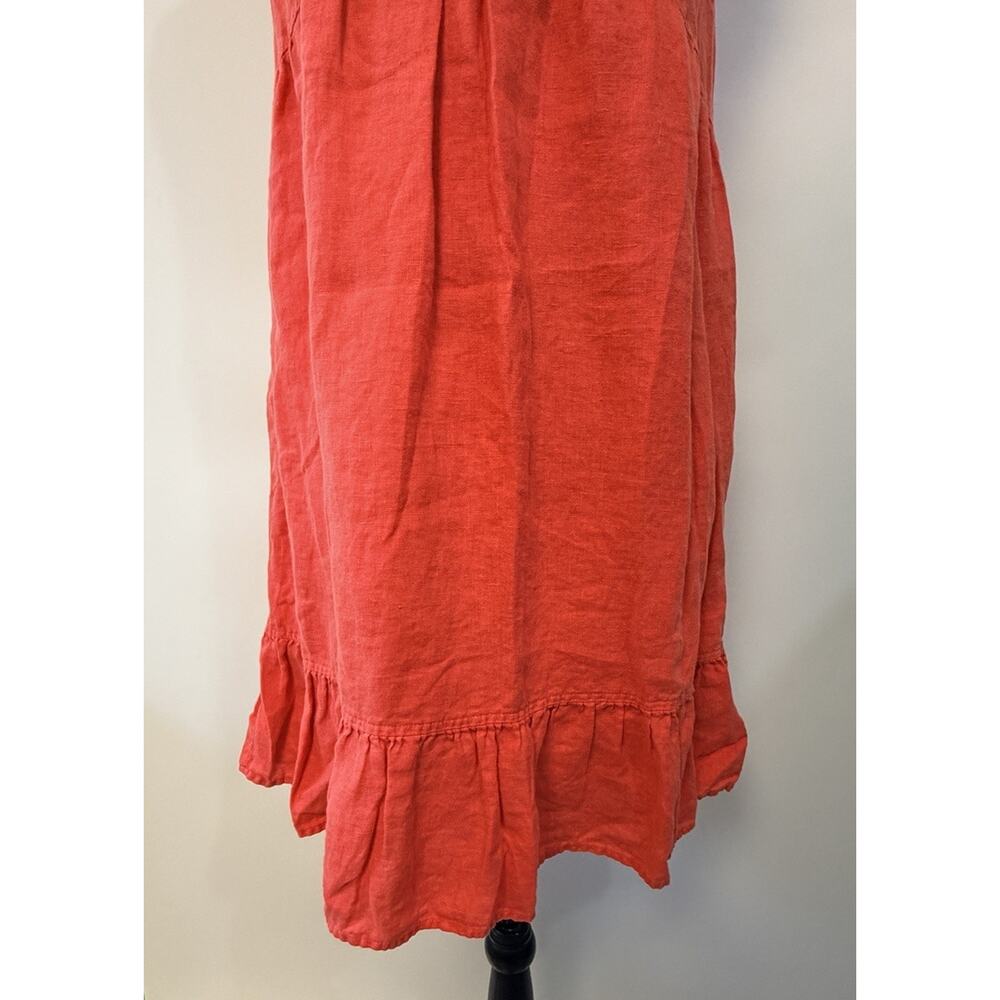 CYNTHIA ROWLEY 100% Linen Dress Womens Coral Small Resort Coastal Grandma Boho - Picture 5 of 12